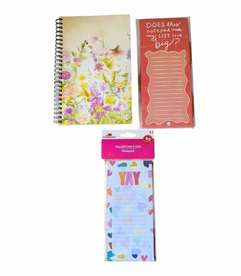 Floral Spiral Notebook Funny List Notepad Stationery Bundle Gift Desk Journal